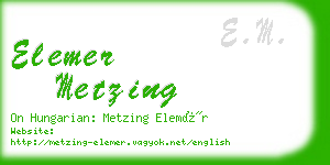 elemer metzing business card